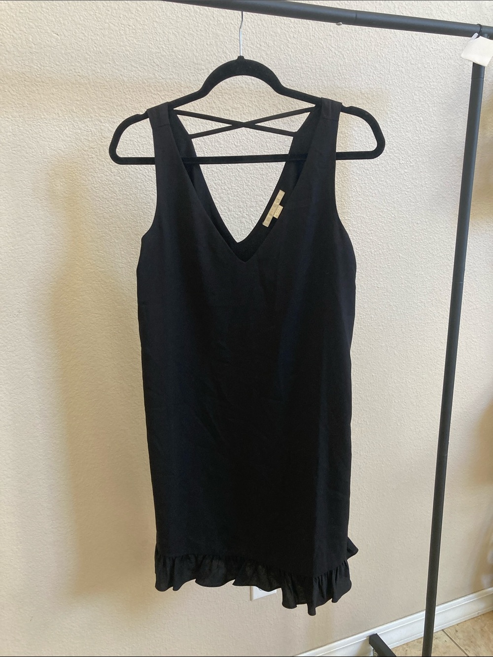 Cooper & Ella Black Sleeveless V-Neck Ruffle Hem Dress